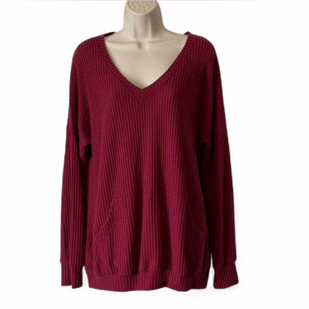 Waffle Knit Kangaroo Top‎